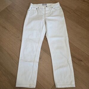 Everlane The Cheeky Jean White High Rise Straight Leg Button Fly Denim 26 Crop